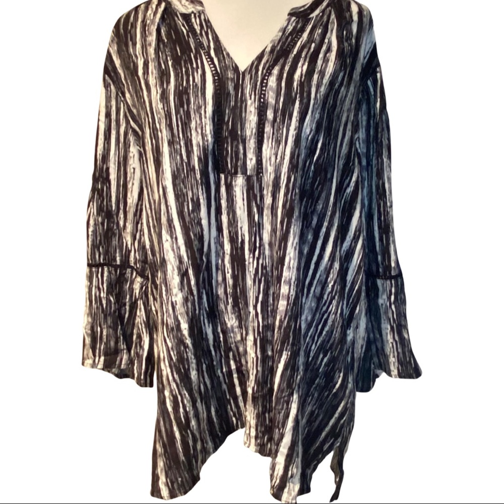 Women's Black & White Tunic Top | Size XL
